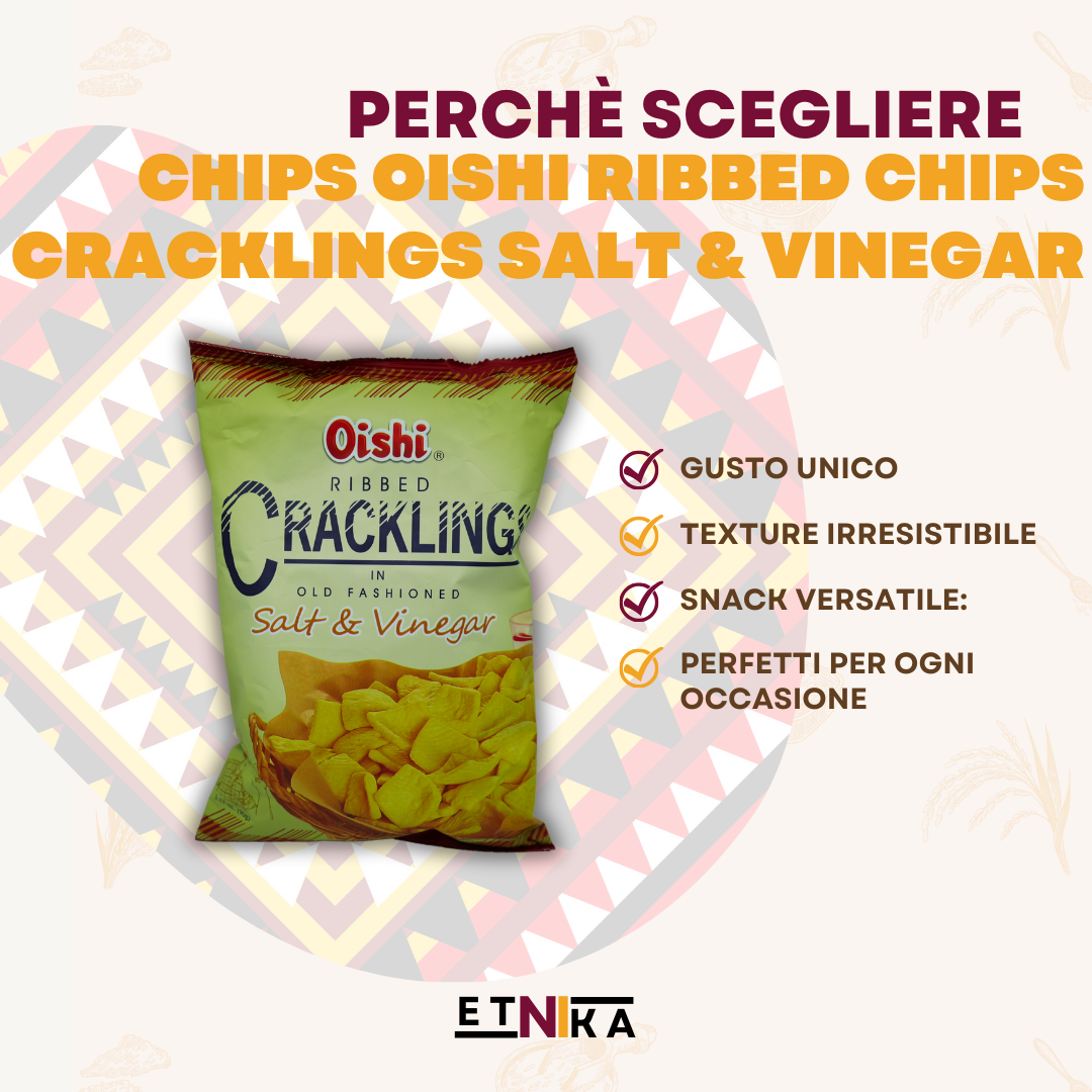 CHIPS OISHI RIBBED CRACKLINS SALT &amp; VINEGAR 90g