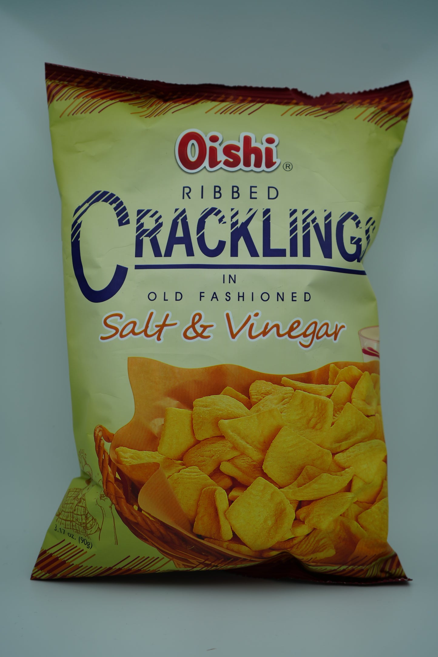 CHIPS OISHI RIBBED CRACKLINGS SALT & VINEGAR 90g