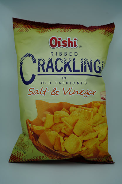 CHIPS OISHI RIBBED CRACKLINGS SALT & VINEGAR 90g