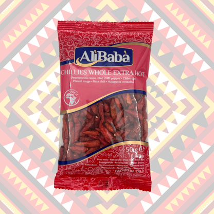 CHILLIES WHOLE EXTRA HOT 50G (Mga Pinatuyong Sili) 